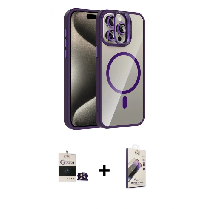 MARSİLYAN™- iPhone 14 Pro Max Kılıf Yadigar Asil Koleksiyonu - Siyah Bilvis 3D Mat Cam Ekran Koruyucu + Bilvis Titan Kamera Lens - GD