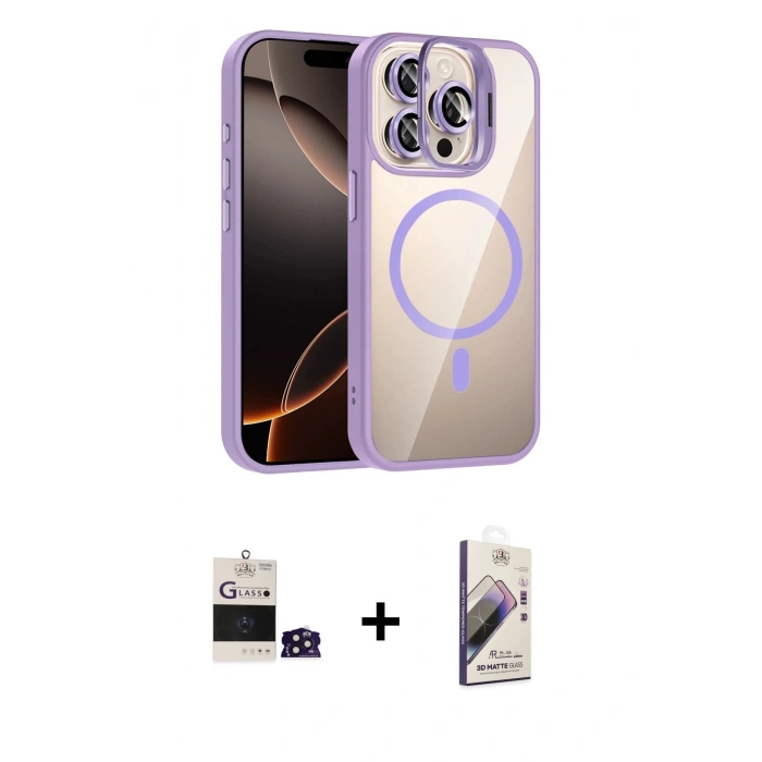 MARSİLYAN™- iPhone 14 Pro Max Kılıf Yadigar Asil Koleksiyonu - Siyah Bilvis 3D Mat Cam Ekran Koruyucu + Bilvis Titan Kamera Lens - DNMR