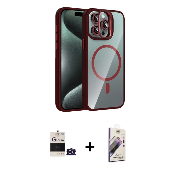 MARSİLYAN™- iPhone 14 Pro Max Kılıf Yadigar Asil Koleksiyonu - Siyah Bilvis 3D Mat Cam Ekran Koruyucu + Bilvis Titan Kamera Lens - DNMR