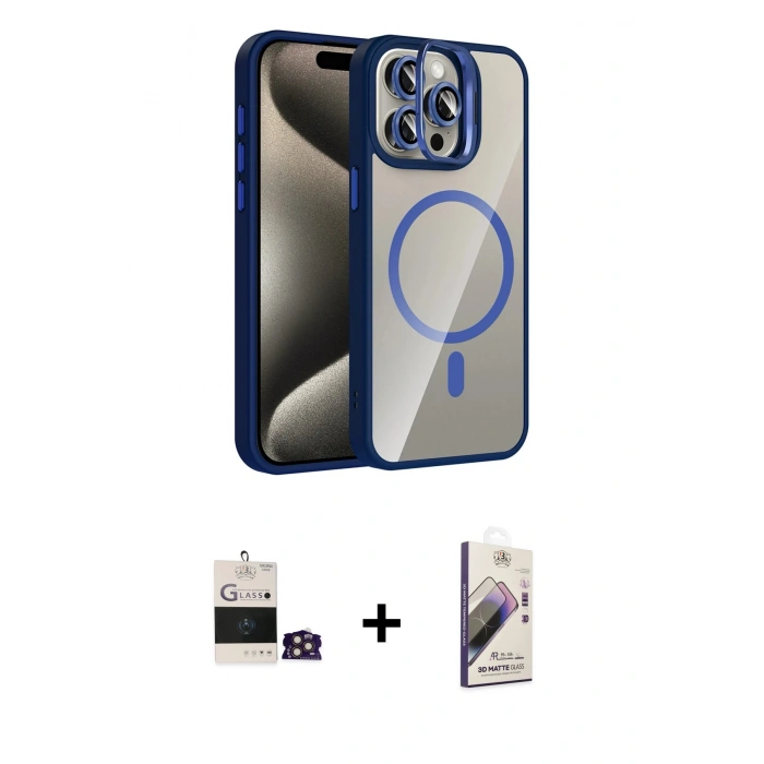 MARSİLYAN™- iPhone 14 Pro Max Kılıf Yadigar Asil Koleksiyonu - Siyah Bilvis 3D Mat Cam Ekran Koruyucu + Bilvis Titan Kamera Lens - GD
