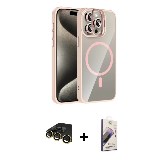 MARSİLYAN™- iPhone 14 Pro Max Kılıf Yadigar Asil Koleksiyonu - Siyah Bilvis 3D Mat Cam Ekran Koruyucu + Raze Metal Kamera Lens - GD