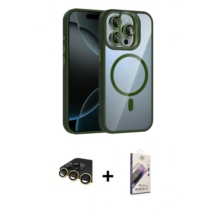 MARSİLYAN™- iPhone 14 Pro Max Kılıf Yadigar Asil Koleksiyonu - Siyah Bilvis 3D Mat Cam Ekran Koruyucu + Raze Metal Kamera Lens - GD