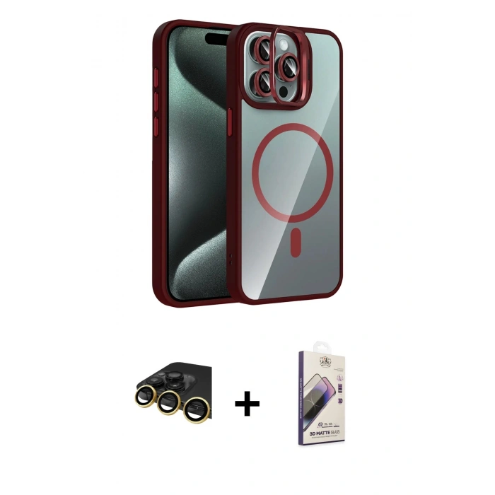 MARSİLYAN™- iPhone 14 Pro Max Kılıf Yadigar Asil Koleksiyonu - Siyah Bilvis 3D Mat Cam Ekran Koruyucu + Raze Metal Kamera Lens - GD