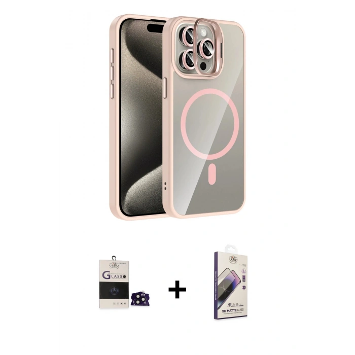 MARSİLYAN™- iPhone 14 Pro Max Kılıf Yadigar Asil Koleksiyonu - Siyah Bilvis 3D Mat Cam Ekran Koruyucu + Bilvis Titan Kamera Lens - SH