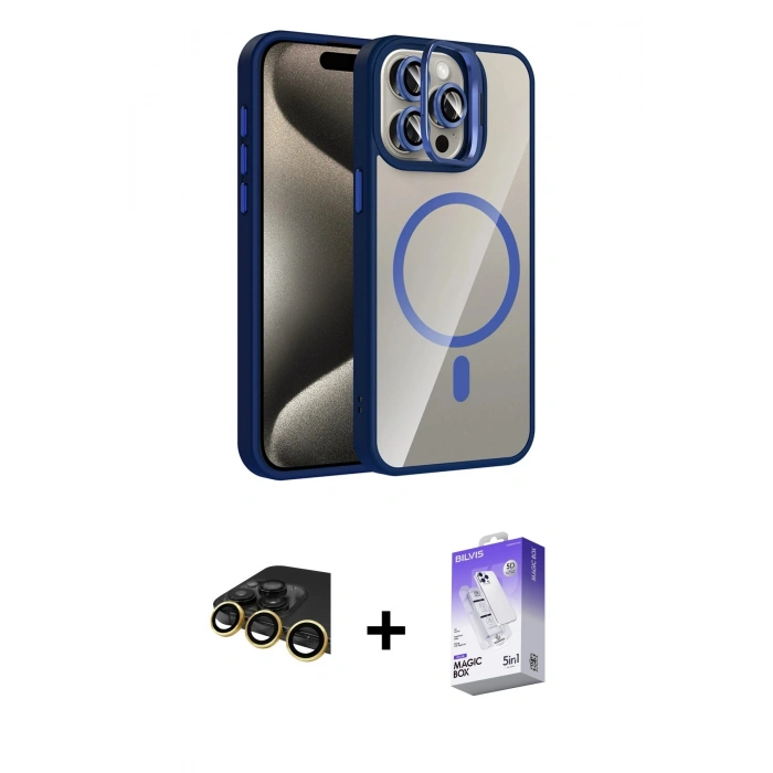MARSİLYAN™- iPhone 14 Pro Max Kılıf Yadigar Asil Koleksiyonu - Siyah Bilvis 5in1 3D Magic Cam Ekran Koruyucu + Raze Metal Kamera Lens - GD