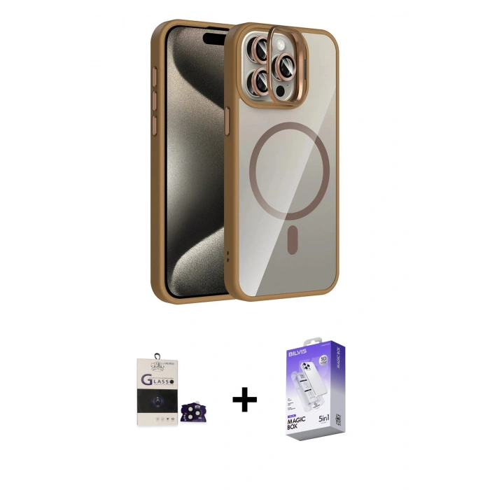 MARSİLYAN™- iPhone 14 Pro Max Kılıf Yadigar Asil Koleksiyonu - Siyah Bilvis 5in1 3D Magic Cam Ekran Koruyucu + Bilvis Titan Kamera Lens - SH