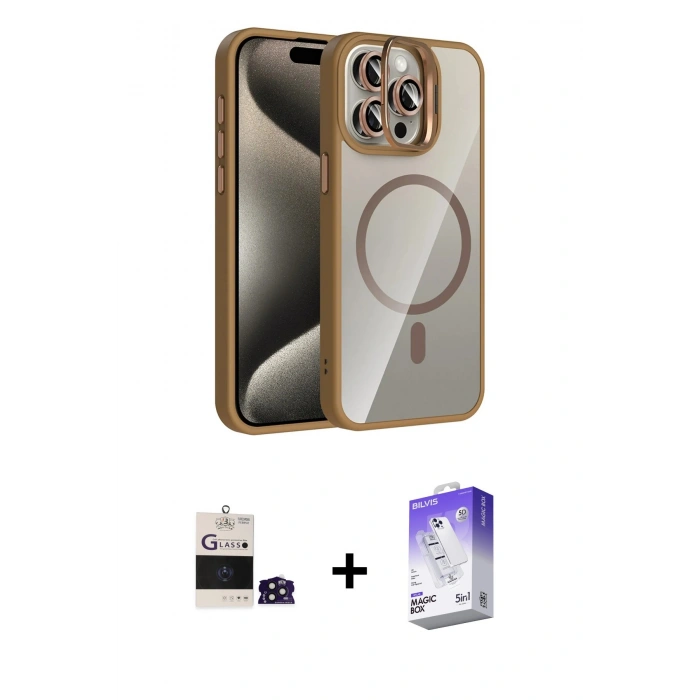 MARSİLYAN™- iPhone 14 Pro Max Kılıf Yadigar Asil Koleksiyonu - Siyah Bilvis 5in1 3D Magic Cam Ekran Koruyucu + Bilvis Titan Kamera Lens - DNMR
