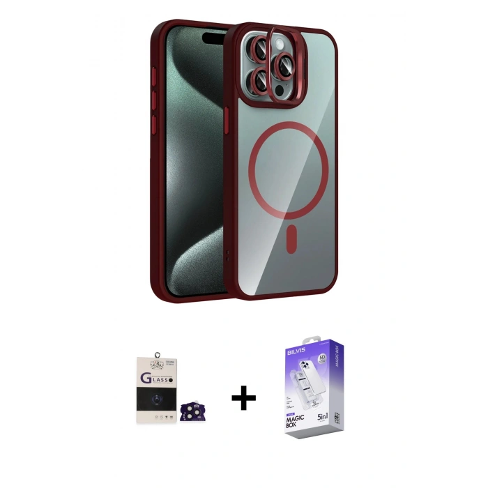 MARSİLYAN™- iPhone 14 Pro Max Kılıf Yadigar Asil Koleksiyonu - Siyah Bilvis 5in1 3D Magic Cam Ekran Koruyucu + Bilvis Titan Kamera Lens - DNMR