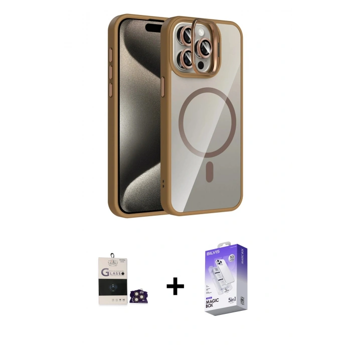MARSİLYAN™- iPhone 14 Pro Max Kılıf Yadigar Asil Koleksiyonu - Siyah Bilvis 5in1 3D Magic Cam Ekran Koruyucu + Bilvis Titan Kamera Lens - GD