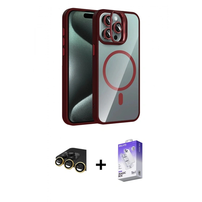 MARSİLYAN™- iPhone 14 Pro Max Kılıf Yadigar Asil Koleksiyonu - Siyah Bilvis 5in1 3D Magic Cam Ekran Koruyucu + Raze Metal Kamera Lens - GD