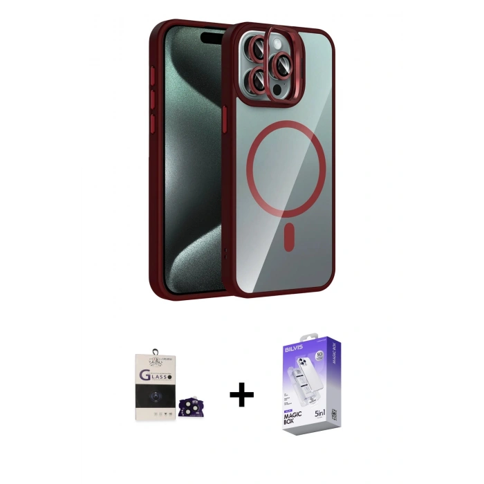 MARSİLYAN™- iPhone 14 Pro Max Kılıf Yadigar Asil Koleksiyonu - Siyah Bilvis 5in1 3D Magic Cam Ekran Koruyucu + Bilvis Titan Kamera Lens - SH
