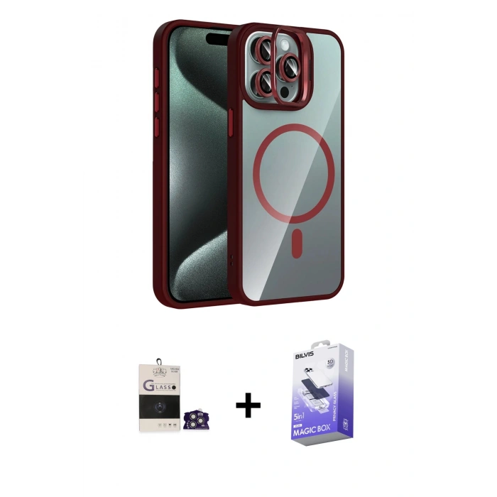 MARSİLYAN™- iPhone 14 Pro Max Kılıf Yadigar Asil Koleksiyonu - Siyah Bilvis 5in1 5D Magic Hayalet Cam Ekran Koruyucu + Bilvis Titan Kamera Lens - GS