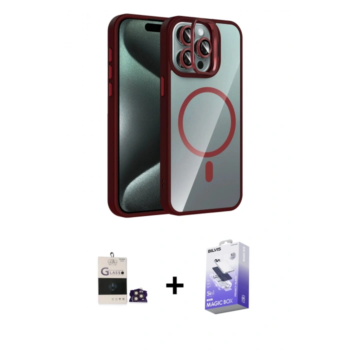 MARSİLYAN™- iPhone 14 Pro Max Kılıf Yadigar Asil Koleksiyonu - Siyah Bilvis 5in1 5D Magic Hayalet Cam Ekran Koruyucu + Bilvis Titan Kamera Lens - GD