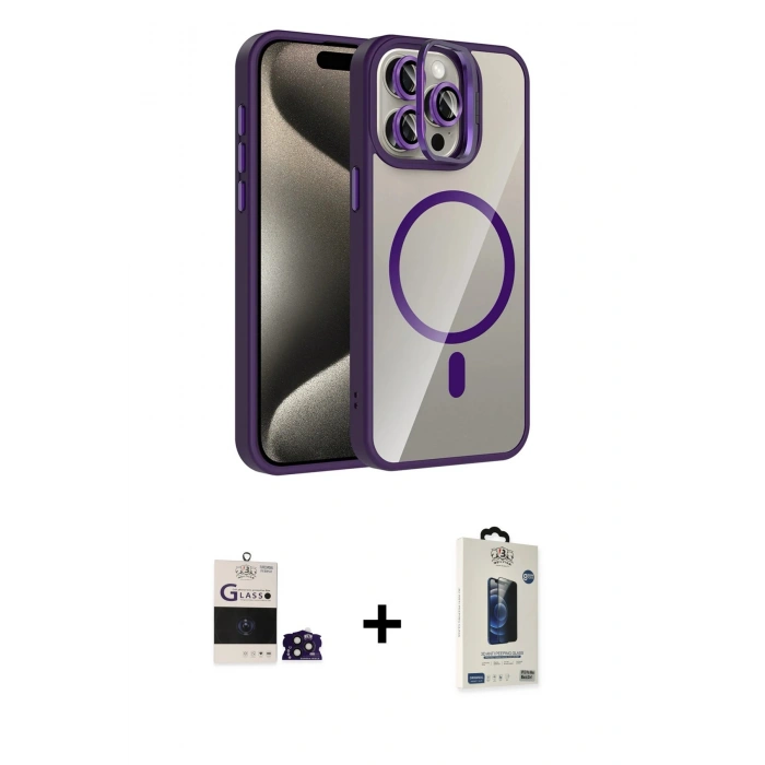 MARSİLYAN™- iPhone 14 Pro Max Kılıf Yadigar Asil Koleksiyonu - Siyah Bilvis Hayalet Cam Ekran Koruyucu + Bilvis Titan Kamera Lens - DNMR