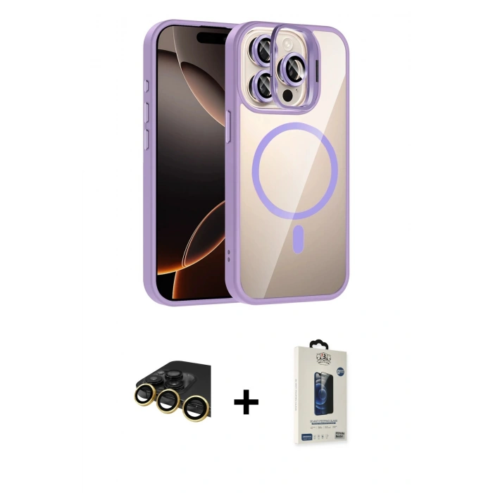 MARSİLYAN™- iPhone 14 Pro Max Kılıf Yadigar Asil Koleksiyonu - Siyah Bilvis Hayalet Cam Ekran Koruyucu + Raze Metal Kamera Lens - GD