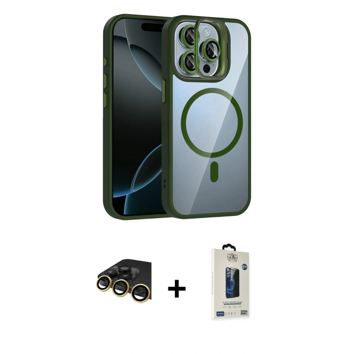 MARSİLYAN™- iPhone 14 Pro Max Kılıf Yadigar Asil Koleksiyonu - Siyah Bilvis Hayalet Cam Ekran Koruyucu + Raze Metal Kamera Lens - GD