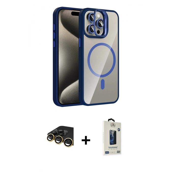 MARSİLYAN™- iPhone 14 Pro Max Kılıf Yadigar Asil Koleksiyonu - Siyah Bilvis Hayalet Cam Ekran Koruyucu + Raze Metal Kamera Lens - GD