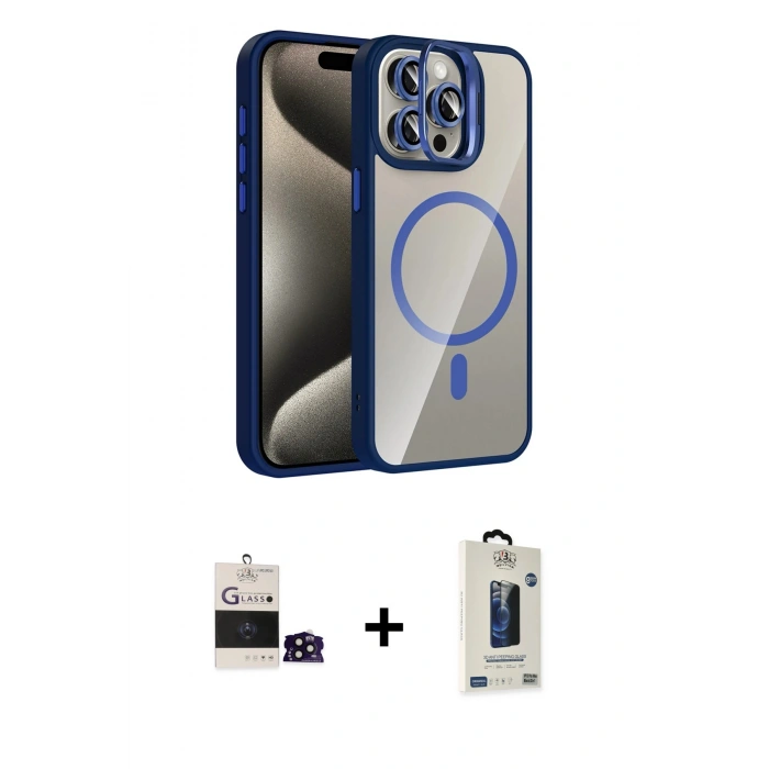 MARSİLYAN™- iPhone 14 Pro Max Kılıf Yadigar Asil Koleksiyonu - Siyah Bilvis Hayalet Cam Ekran Koruyucu + Bilvis Titan Kamera Lens - SH