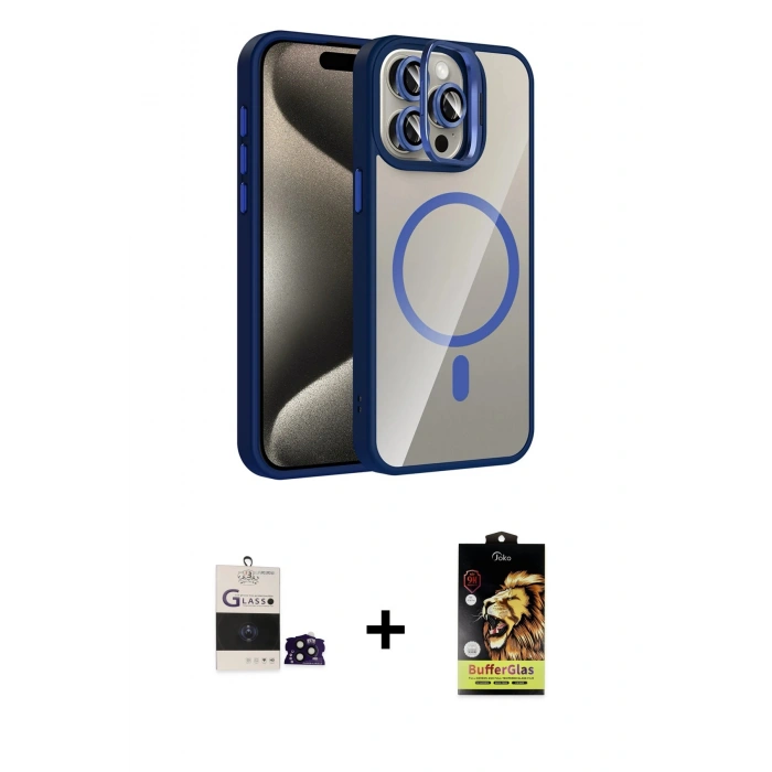 MARSİLYAN™- iPhone 14 Pro Max Kılıf Yadigar Asil Koleksiyonu - Siyah Buffer Cam Ekran Koruyucu + Bilvis Titan Kamera Lens - SH