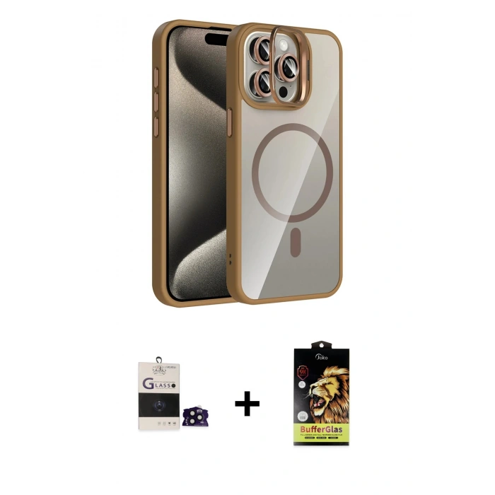 MARSİLYAN™- iPhone 14 Pro Max Kılıf Yadigar Asil Koleksiyonu - Siyah Buffer Cam Ekran Koruyucu + Bilvis Titan Kamera Lens - SH