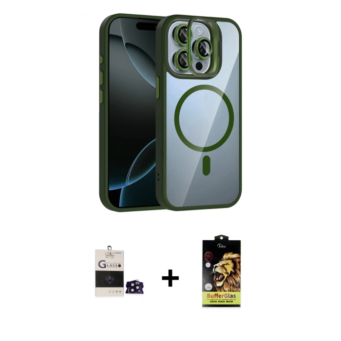 MARSİLYAN™- iPhone 14 Pro Max Kılıf Yadigar Asil Koleksiyonu - Siyah Buffer Cam Ekran Koruyucu + Bilvis Titan Kamera Lens - SH