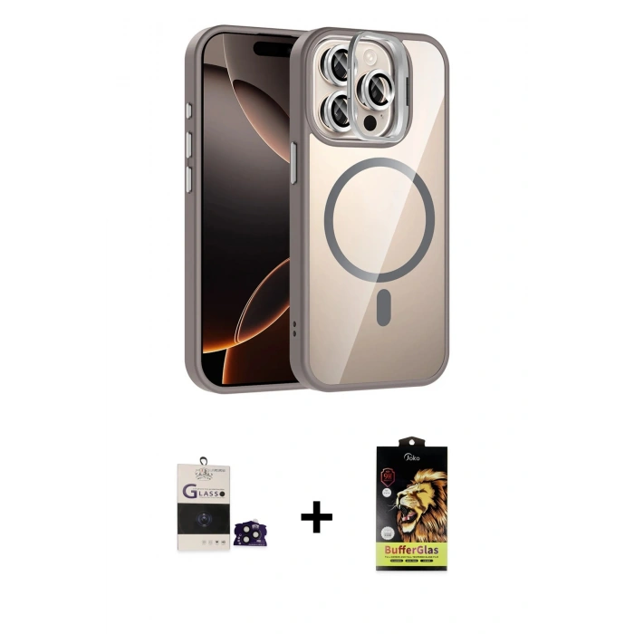 MARSİLYAN™- iPhone 14 Pro Max Kılıf Yadigar Asil Koleksiyonu - Siyah Buffer Cam Ekran Koruyucu + Bilvis Titan Kamera Lens - SH