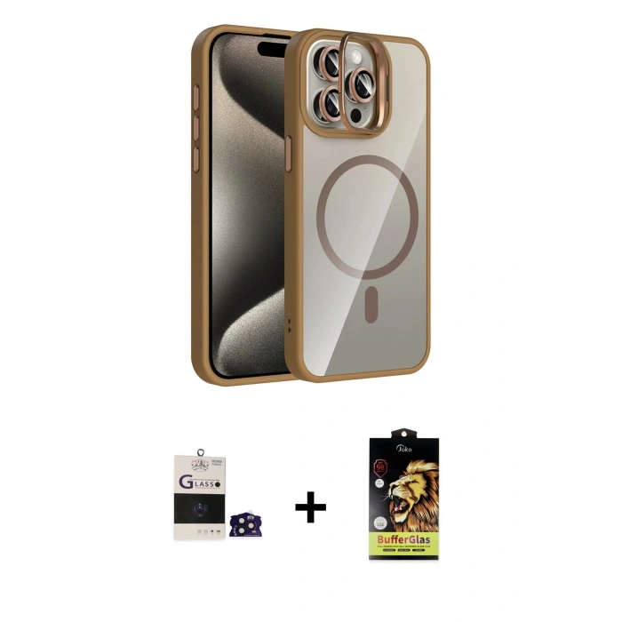 MARSİLYAN™- iPhone 14 Pro Max Kılıf Yadigar Asil Koleksiyonu - Siyah Buffer Cam Ekran Koruyucu + Derin Mor Bilvis Titan Kamera Lens