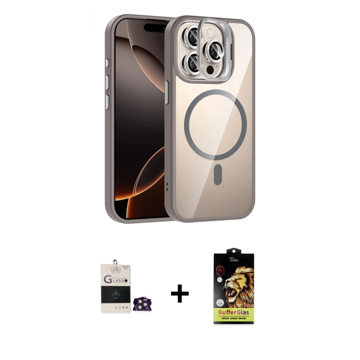 MARSİLYAN™- iPhone 14 Pro Max Kılıf Yadigar Asil Koleksiyonu - Siyah Buffer Cam Ekran Koruyucu + Bilvis Titan Kamera Lens - GD