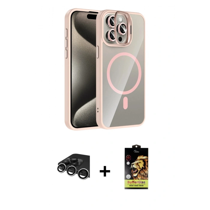 MARSİLYAN™- iPhone 14 Pro Max Kılıf Yadigar Asil Koleksiyonu - Siyah Buffer Cam Ekran Koruyucu + Raze Metal Kamera Lens - GS