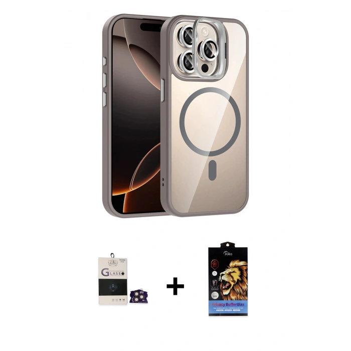 MARSİLYAN™- iPhone 14 Pro Max Kılıf Yadigar Asil Koleksiyonu - Siyah Buffer Hayalet Cam Ekran Koruyucu + Bilvis Titan Kamera Lens - GD