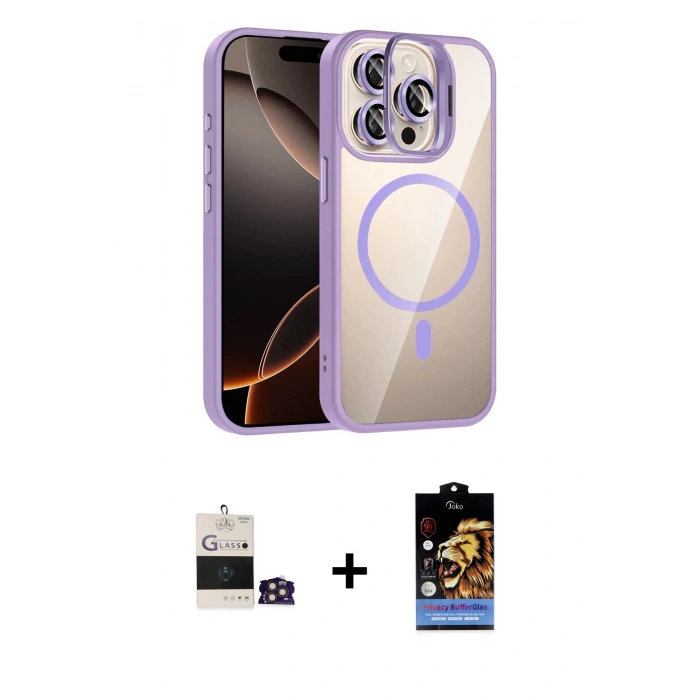 MARSİLYAN™- iPhone 14 Pro Max Kılıf Yadigar Asil Koleksiyonu - Siyah Buffer Hayalet Cam Ekran Koruyucu + Bilvis Titan Kamera Lens - GD