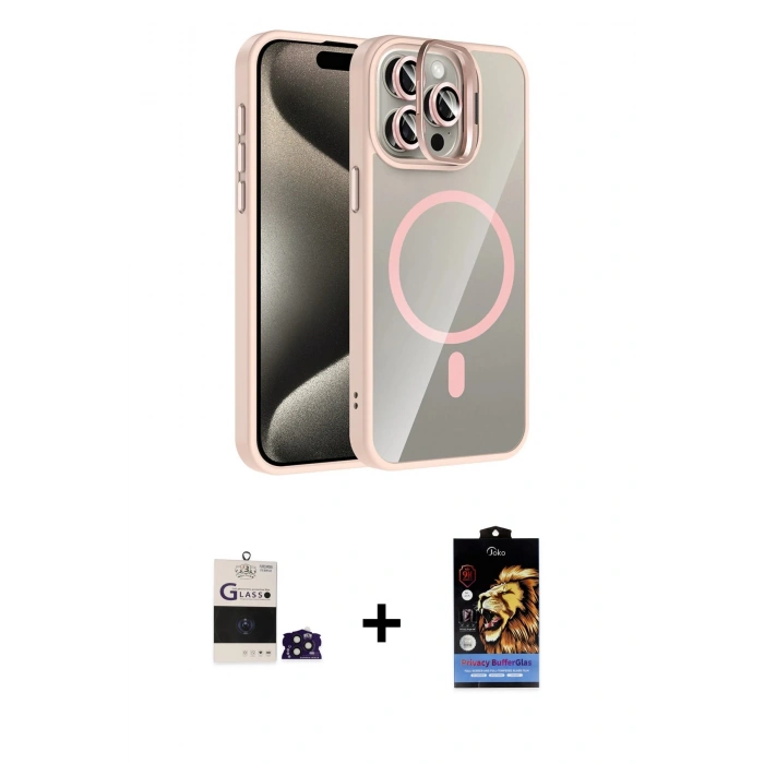MARSİLYAN™- iPhone 14 Pro Max Kılıf Yadigar Asil Koleksiyonu - Siyah Buffer Hayalet Cam Ekran Koruyucu + Derin Mor Bilvis Titan Kamera Lens
