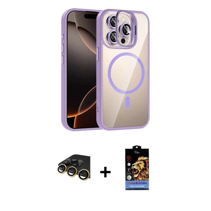 MARSİLYAN™- iPhone 14 Pro Max Kılıf Yadigar Asil Koleksiyonu - Siyah Buffer Hayalet Cam Ekran Koruyucu + Raze Metal Kamera Lens - GD