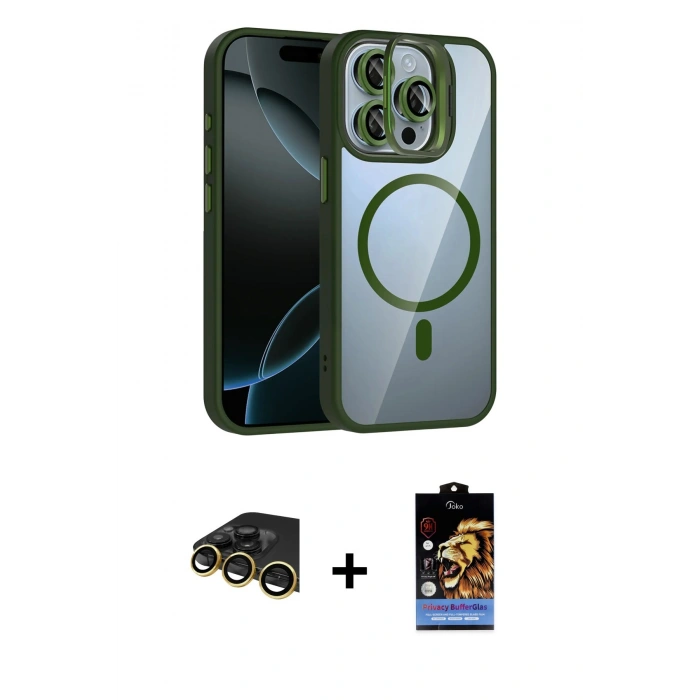 MARSİLYAN™- iPhone 14 Pro Max Kılıf Yadigar Asil Koleksiyonu - Siyah Buffer Hayalet Cam Ekran Koruyucu + Raze Metal Kamera Lens - GD