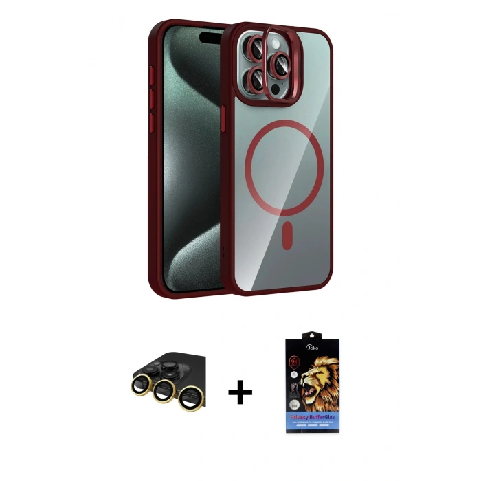 MARSİLYAN™- iPhone 14 Pro Max Kılıf Yadigar Asil Koleksiyonu - Siyah Buffer Hayalet Cam Ekran Koruyucu + Raze Metal Kamera Lens - GD