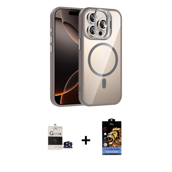 MARSİLYAN™- iPhone 14 Pro Max Kılıf Yadigar Asil Koleksiyonu - Siyah Buffer Hayalet Cam Ekran Koruyucu + Bilvis Titan Kamera Lens - SH