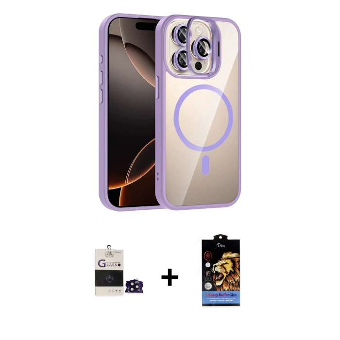 MARSİLYAN™- iPhone 14 Pro Max Kılıf Yadigar Asil Koleksiyonu - Siyah Buffer Hayalet Cam Ekran Koruyucu + Bilvis Titan Kamera Lens - SH