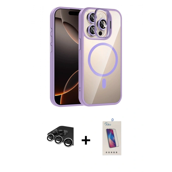 MARSİLYAN™- iPhone 14 Pro Max Kılıf Yadigar Asil Koleksiyonu - Siyah Joko 5D Cam + Raze Metal Kamera Lens - GS