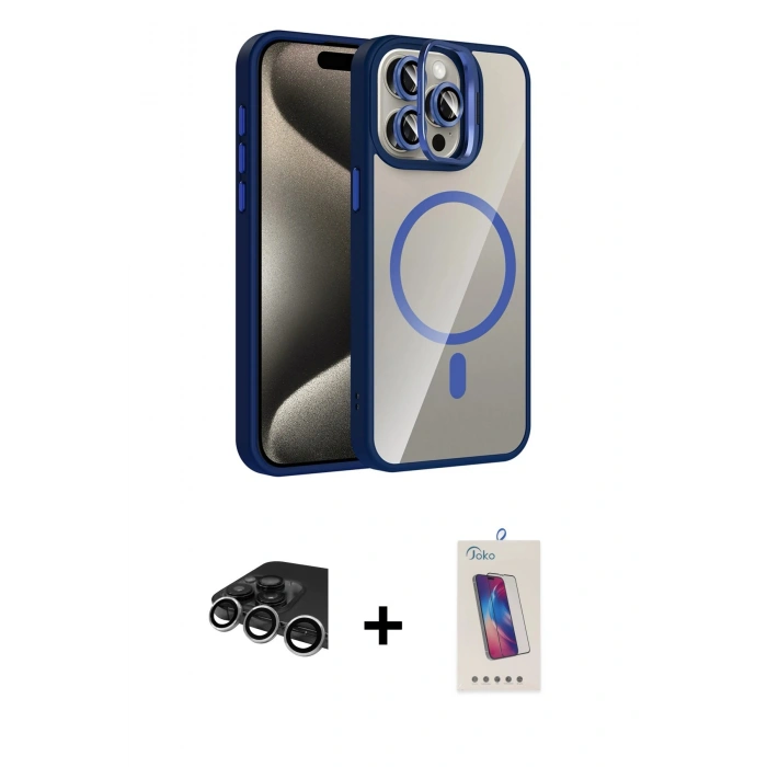 MARSİLYAN™- iPhone 14 Pro Max Kılıf Yadigar Asil Koleksiyonu - Siyah Joko 5D Cam + Raze Metal Kamera Lens - GS
