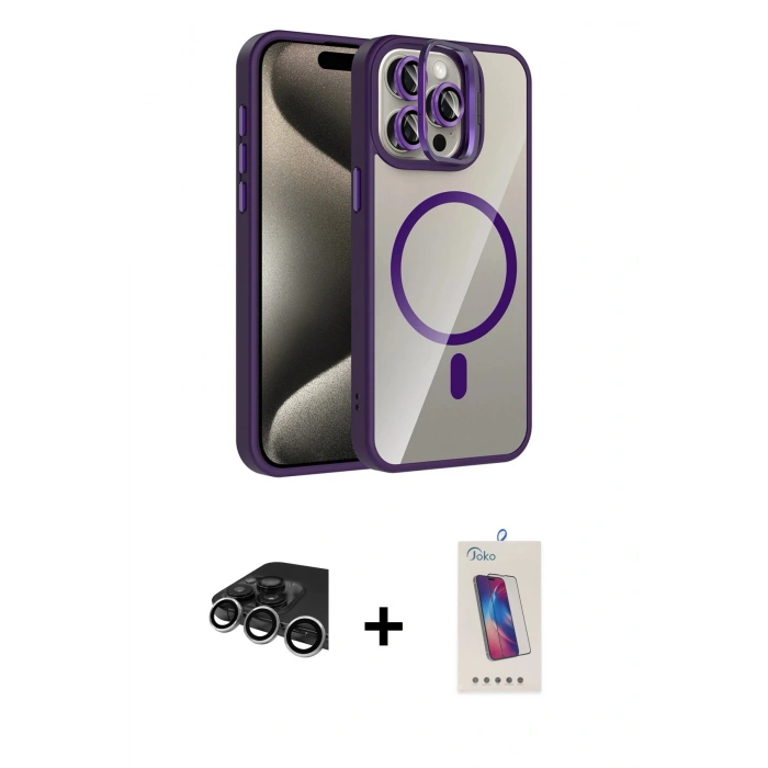 MARSİLYAN™- iPhone 14 Pro Max Kılıf Yadigar Asil Koleksiyonu - Siyah Joko 5D Cam + Raze Metal Kamera Lens - GS