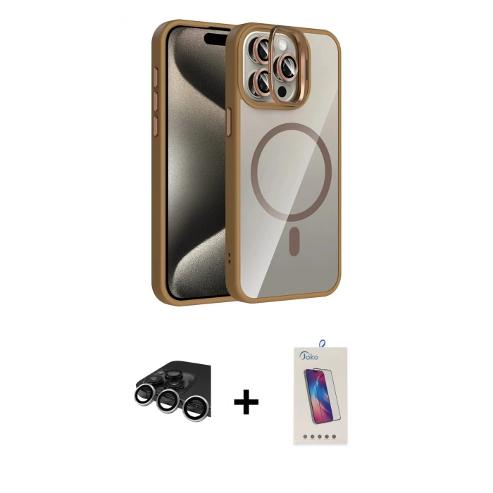 MARSİLYAN™- iPhone 14 Pro Max Kılıf Yadigar Asil Koleksiyonu - Siyah Joko 5D Cam + Raze Metal Kamera Lens - GS