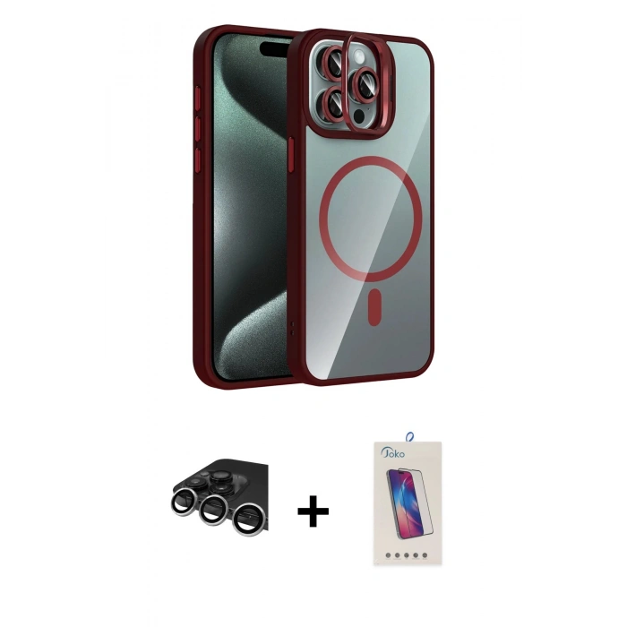 MARSİLYAN™- iPhone 14 Pro Max Kılıf Yadigar Asil Koleksiyonu - Siyah Joko 5D Cam + Raze Metal Kamera Lens - GS