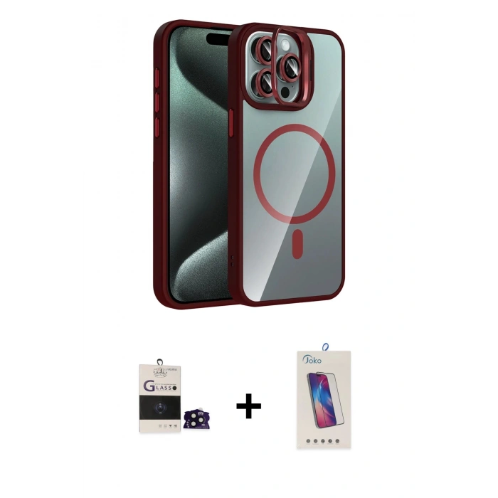 MARSİLYAN™- iPhone 14 Pro Max Kılıf Yadigar Asil Koleksiyonu - Siyah Joko 5D Cam + Siyah Bilvis Titan Kamera Lens
