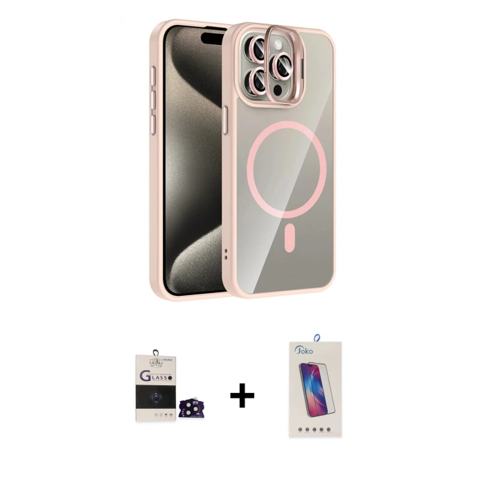 MARSİLYAN™- iPhone 14 Pro Max Kılıf Yadigar Asil Koleksiyonu - Siyah Joko 5D Cam + Siyah Bilvis Titan Kamera Lens