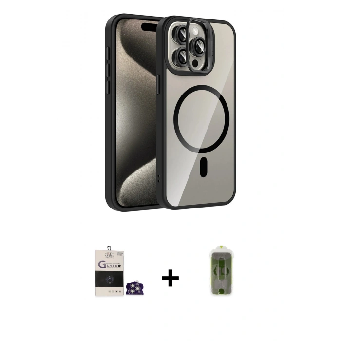 MARSİLYAN™- iPhone 14 Pro Max Kılıf Yadigar Asil Koleksiyonu - Siyah Joko Magic 5D Hayalet Cam + Bilvis Titan Kamera Lens - GS