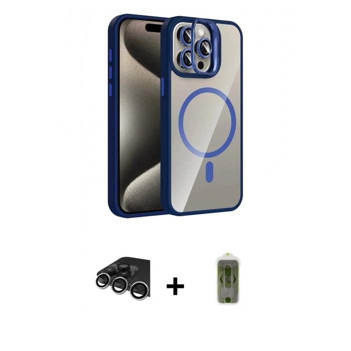 MARSİLYAN™- iPhone 14 Pro Max Kılıf Yadigar Asil Koleksiyonu - Siyah Joko Magic 5D Hayalet Cam + Gümüş Raze Metal Kamera Lens