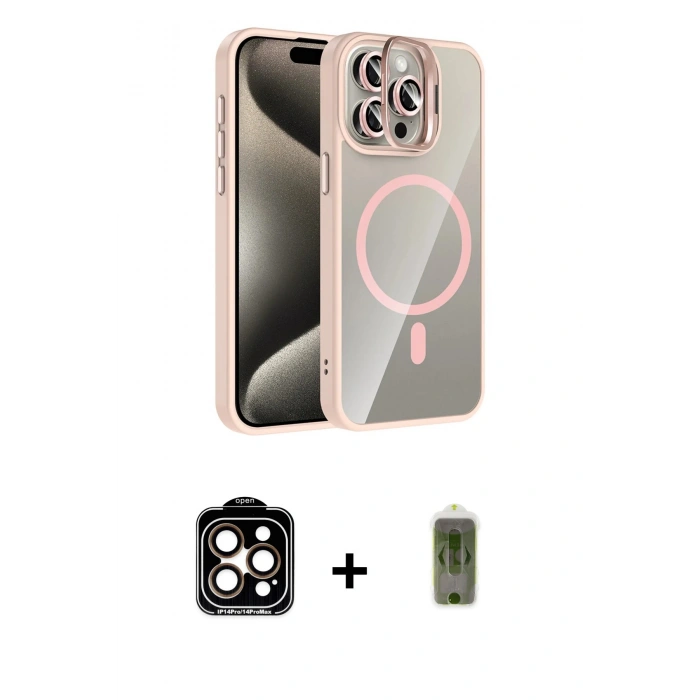 MARSİLYAN™- iPhone 14 Pro Max Kılıf Yadigar Asil Koleksiyonu - Siyah Joko Magic 5D Hayalet Cam + PVD Metal Kamera Lens - TU