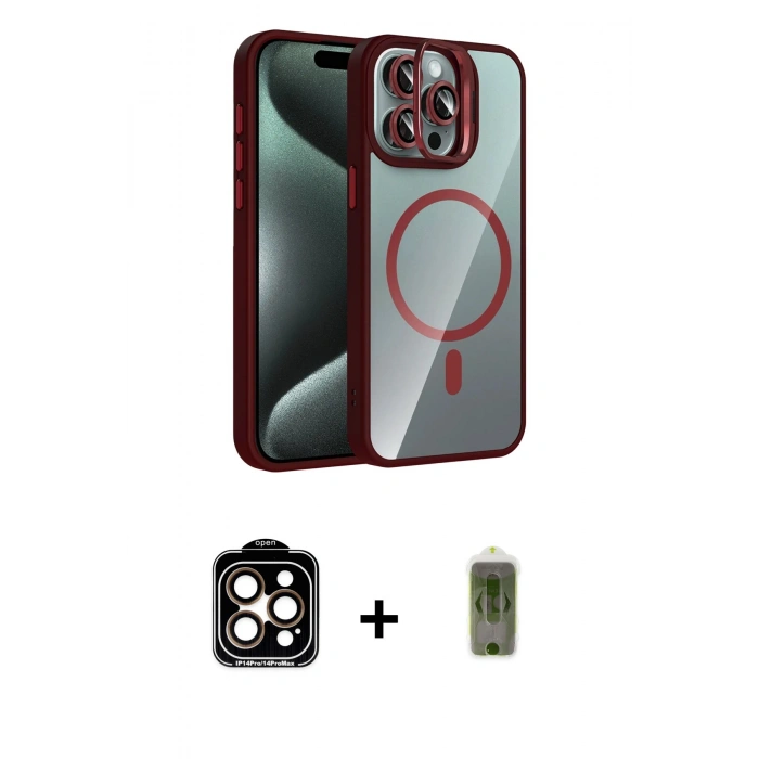 MARSİLYAN™- iPhone 14 Pro Max Kılıf Yadigar Asil Koleksiyonu - Siyah Joko Magic 5D Hayalet Cam + PVD Metal Kamera Lens - TU