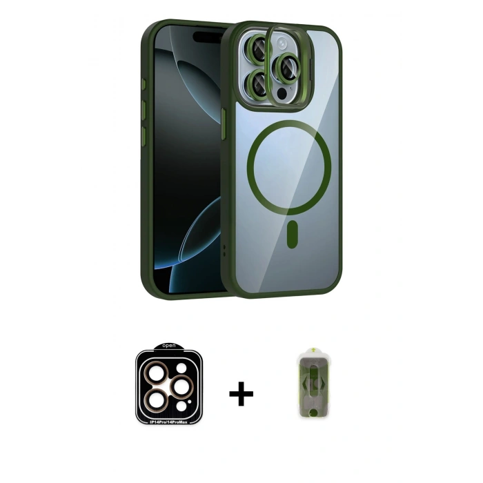 MARSİLYAN™- iPhone 14 Pro Max Kılıf Yadigar Asil Koleksiyonu - Siyah Joko Magic 5D Hayalet Cam + PVD Metal Kamera Lens - TU