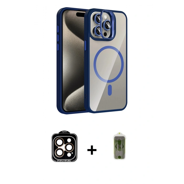 MARSİLYAN™- iPhone 14 Pro Max Kılıf Yadigar Asil Koleksiyonu - Siyah Joko Magic 5D Hayalet Cam + PVD Metal Kamera Lens - TU